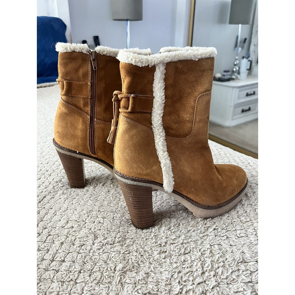 Sundance Suede boots Tan Cream Penny Lane Sheepskin Festival Hippie 9